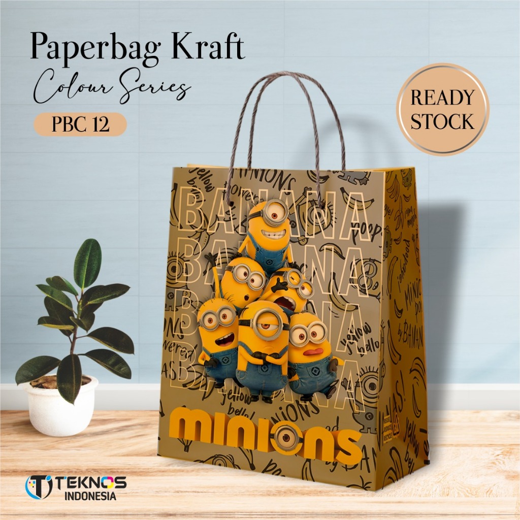 

[12 PCS] PAPER BAG MOTIF MINION - TAS SOUVENIR BAHAN KRAFT READY STOCK