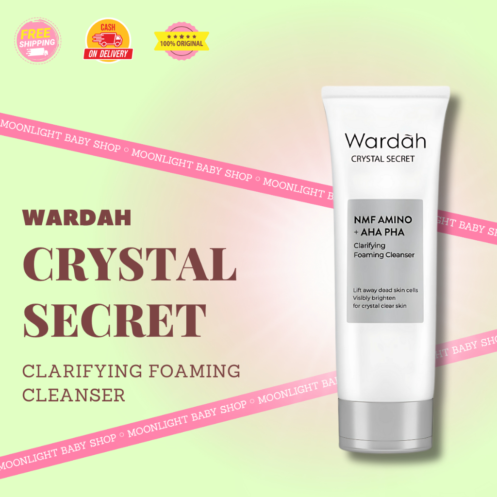 Wardah Crystal Secret Foaming Cleanser 100ml – NMF Amino + AHA PHA, Sabun Wajah Eksfoliasi Harian