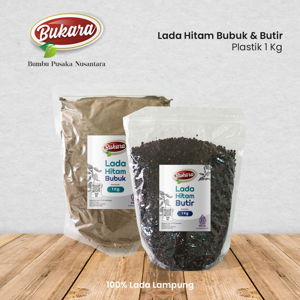 

Lada Hitam Lampung Butir dan Bubuk Rempah Terbaik Standing Pouch Plastik PP 1 Kg Bukara