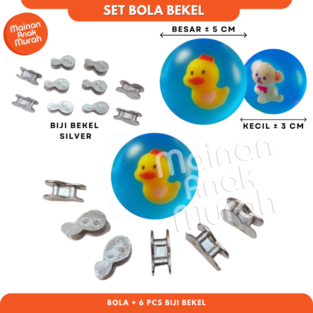 Mainan Set Bola Bekel / Bola Bekel Biji Bekel Silver Putih Pit Timah Kecik Besi / Mainan Edukasi Ana