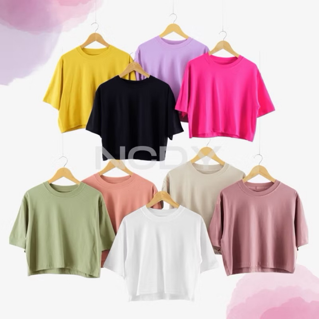KAOS OVERSIZE CROP TANGAN 7/8 / KAOS CROP POLOS WANITA