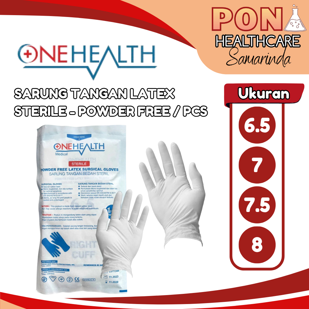 Onehealth Sarung Tangan Medis Steril Latex Powder Free / Handscoon / Sterile Gloves Medical / Surgic