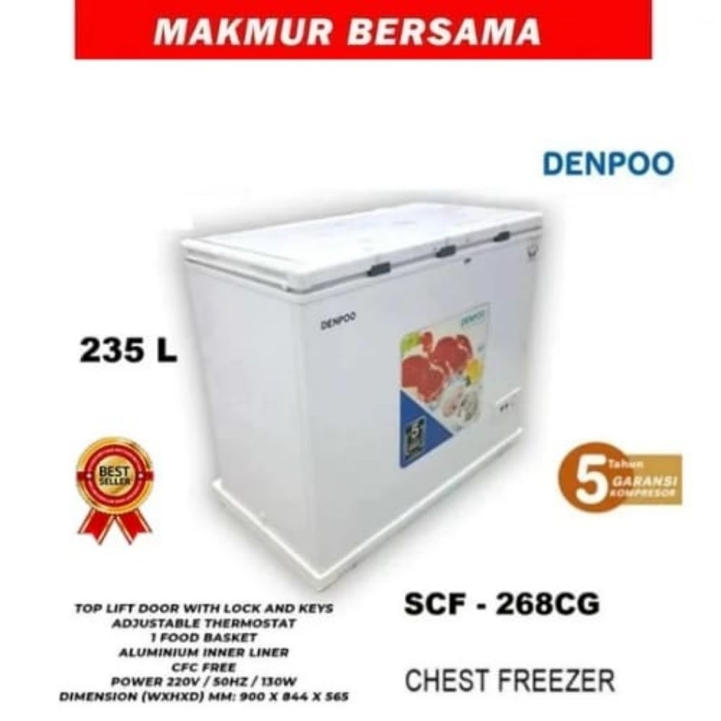 Chest Freezer DENPOO SCF 268 CG Kapasitas 235L