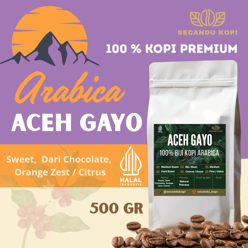 

Kopi Arabica Gayo Aceh 500gr ~ Natural Process