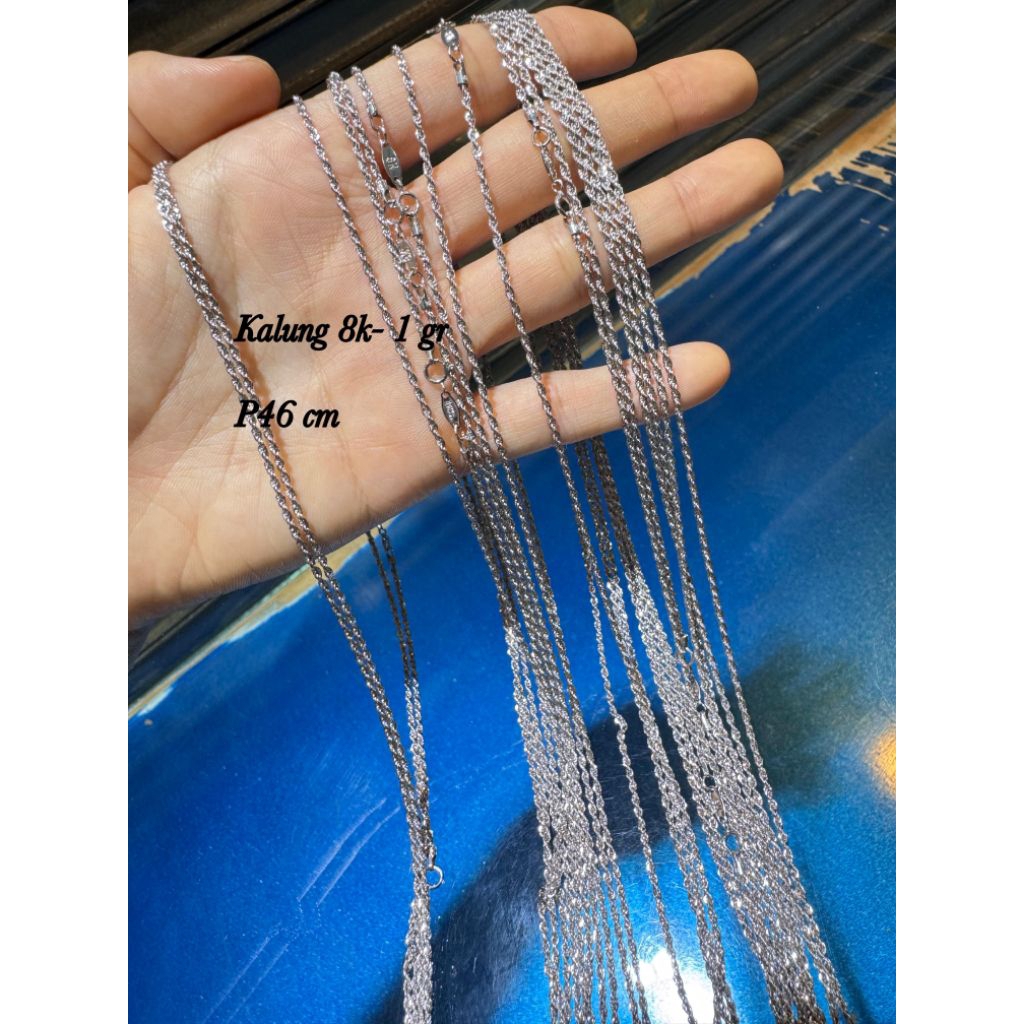 Kalung Tambang Lilit Emas Putih