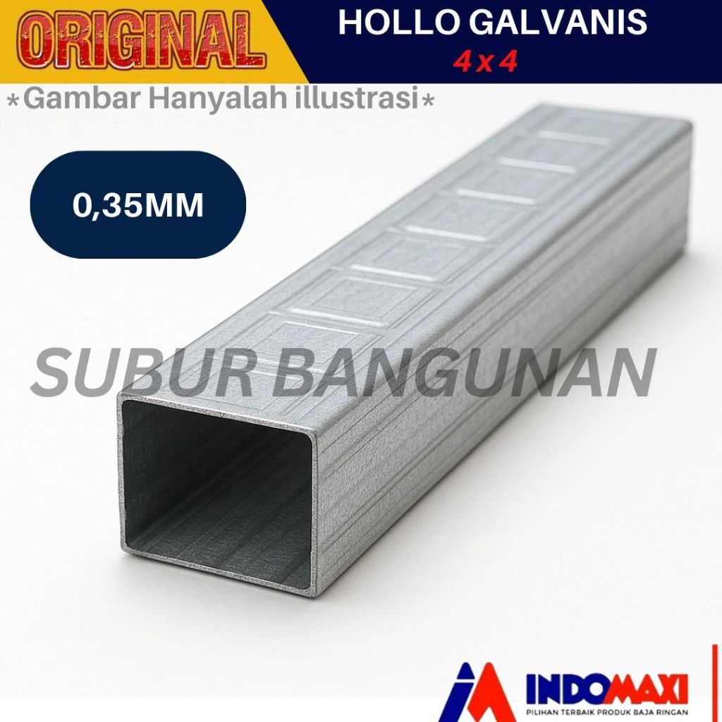 Besi Hollo 4x4 0,35mm Hollo Galvanis, Besi Hollo Kotak