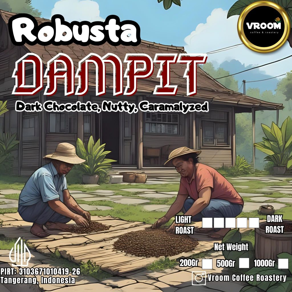 

Coffee Robusta Fine Dampit Petik Merah Roasted Bean Biji Matang Bubuk 200gram