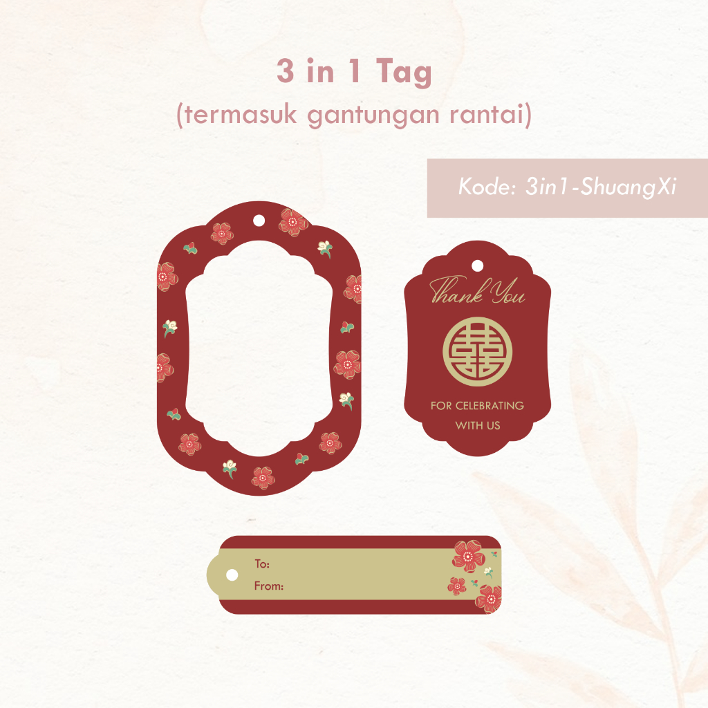 

10 Set Hang Tag 3in1 Engagement Wedding Shuang Xi Tag