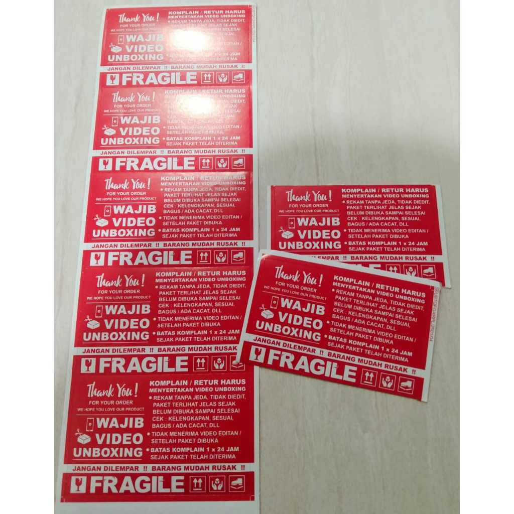 

Sticker Video Unboxing Thankyou Tambah Fragile Ukuran 8x5cm Jual Perpcs