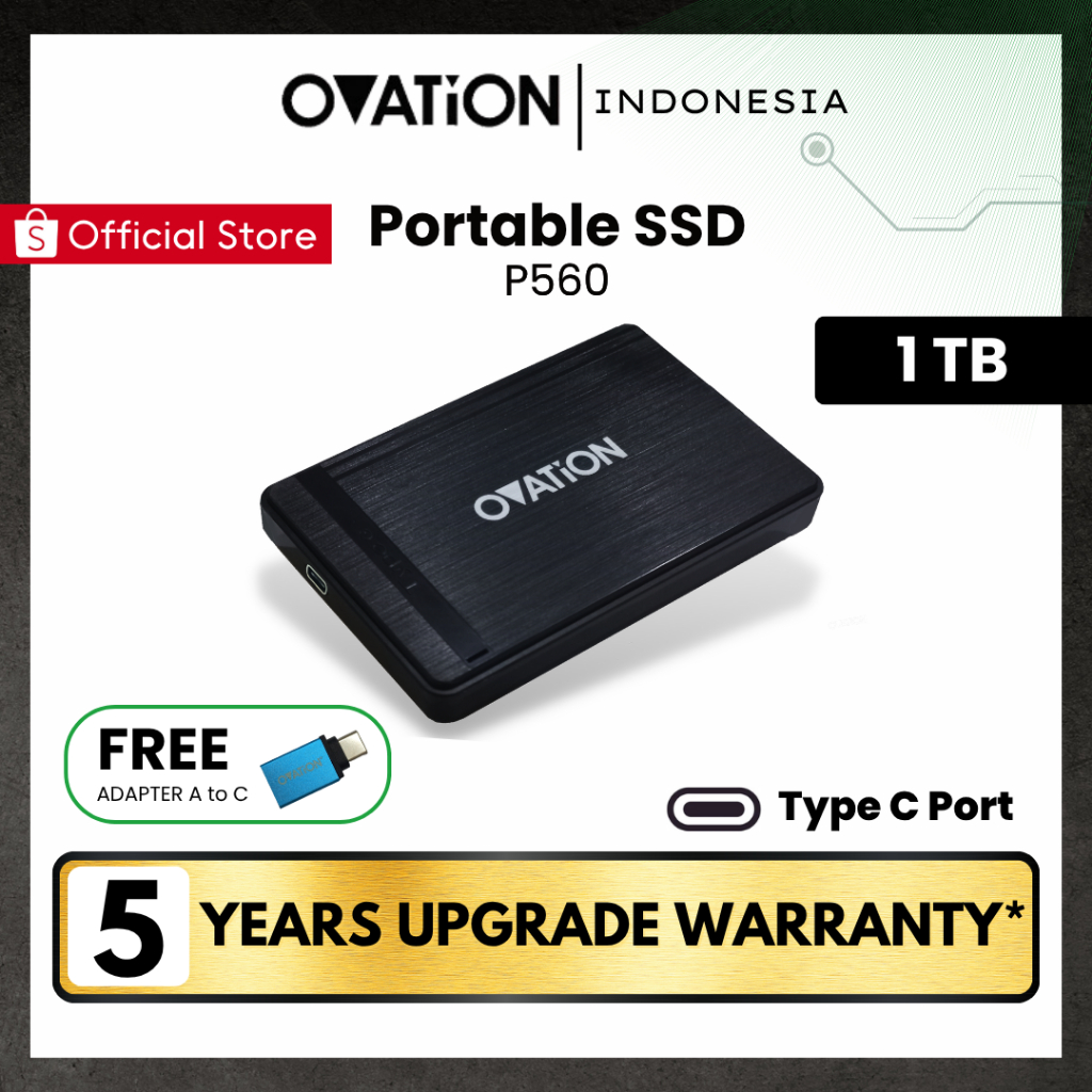 OVATION P560 Portable SSD External Type C 1TB Eksternal Compareable Adata SSD Sandisk Garansi distri