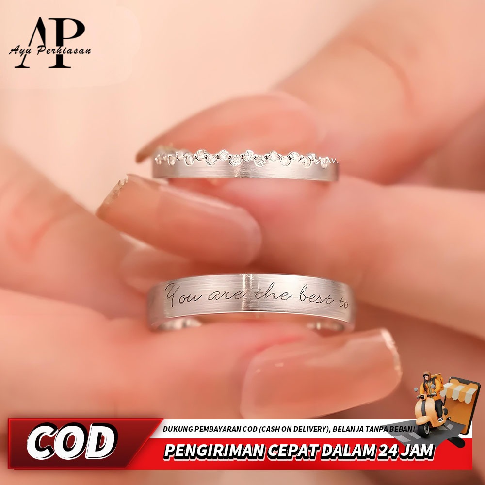 Cincin | Cincin pasangan kekasih, sepasang untuk pria dan wanita, huruf modis, bukaan, ringan, mewah