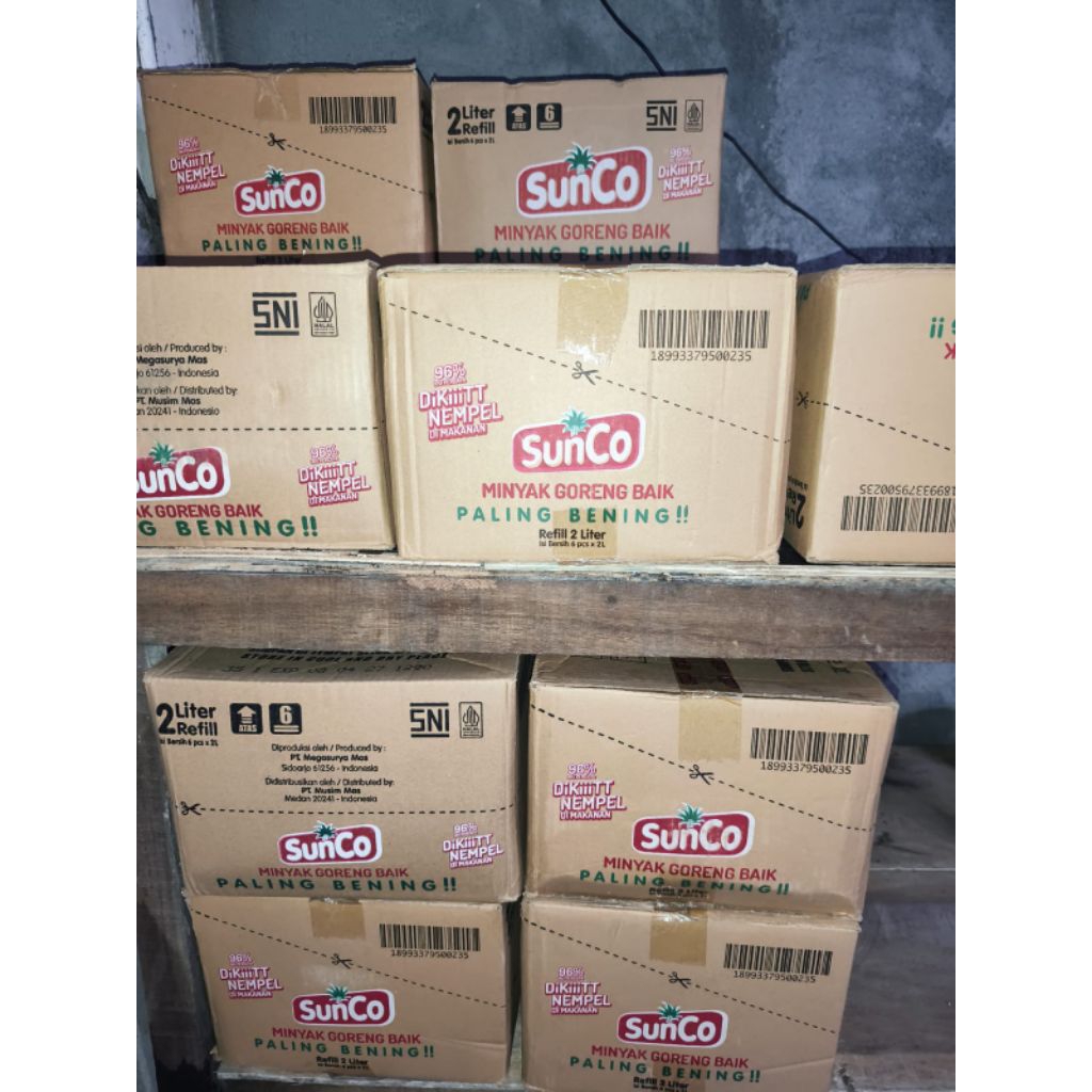 

MINYAK GORENG SUNCO 1 DUS / MINYAK GORENG SUNCO REFILL 2L/KARTON ISI 6 PCS