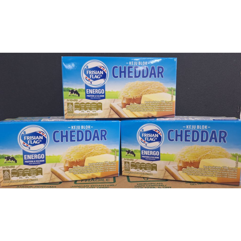 

frisian flag keju cheddar 150g, keju blok mudah di parut dan bergizi