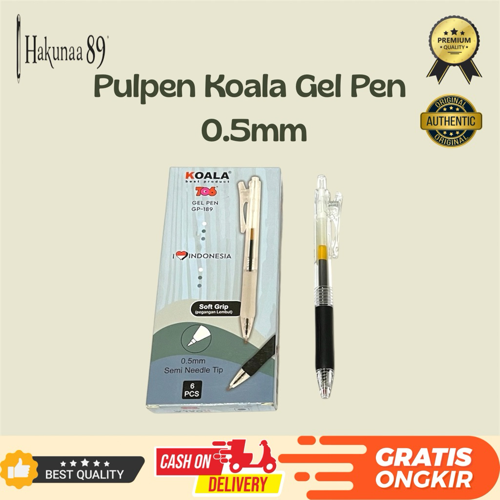 

KOALA Pulpen Gel Pen GP-189 0.5mm Soft Grip | Tinta Hitam & Pegangan Empuk Anti Pegal
