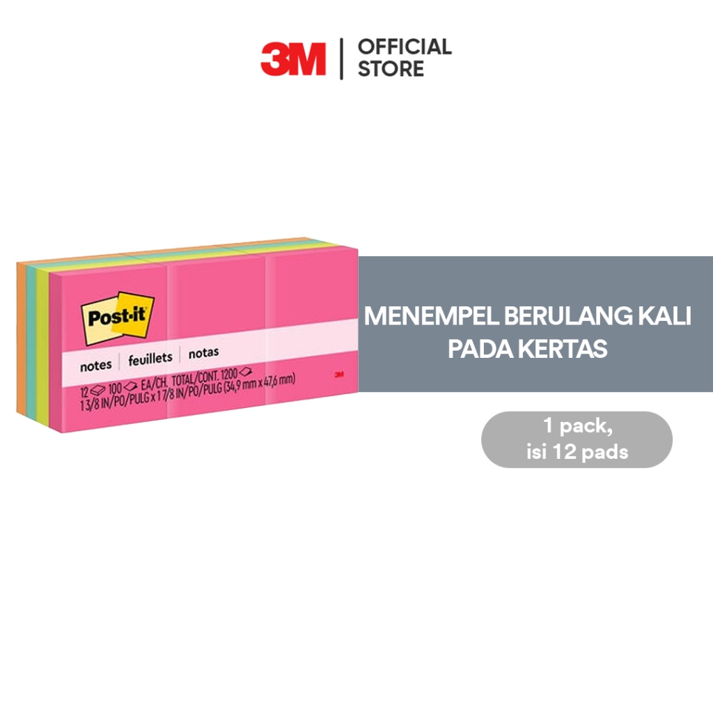 

3M™ Post-it® Sticky Notes 653AN, Poptimistic, 1 3/8 IN X 1 7/8 IN