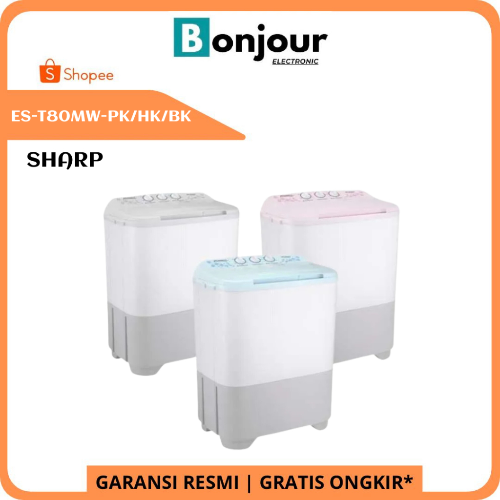 Mesin Cuci 8 Kg Sharp EST80MW Mesin Cuci Sharp 2 Tabung ES-T80MW 8 Kg