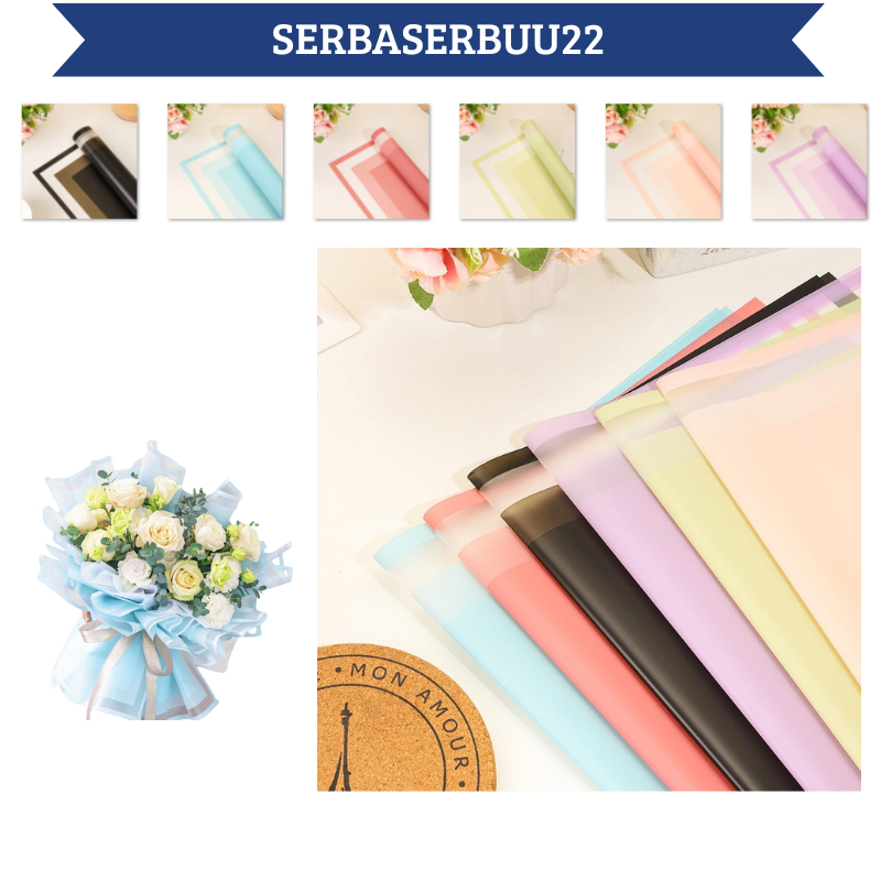 

20 LEMBAR Kertas Buket Bunga Double Frame Color Flower Wrapping Paper Celophane KB122