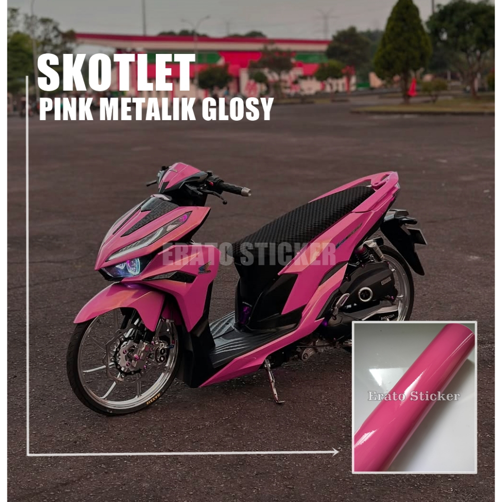 SKOTLET STIKER PINK METALIK GLOSY SKOTLET PINK GLOSSY STICKER PINK GLOSY SKOTLET MOTOR PINK GLOSY