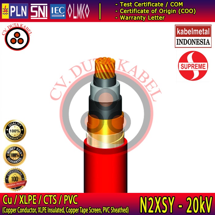 Kabel Listrik N2XSY 1x300 mm2 12/20 (24)kV SUPREME / KABELMETAL (KMI) /1x300 mm/1x300mm2/1x300mm