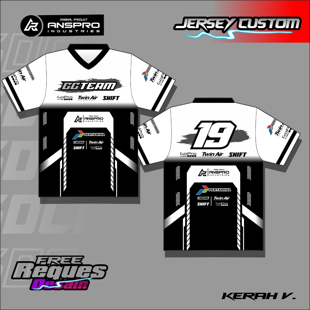 Jersey custom kerah V jersey racing balap joki drag jersey free request