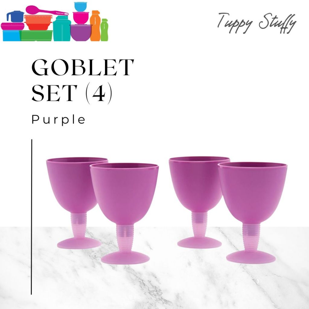 Tupperware Goblet Set (4) - Ungu | Gelas plastik set Ori Tupperware Gelas dessert cantik ori tupperw