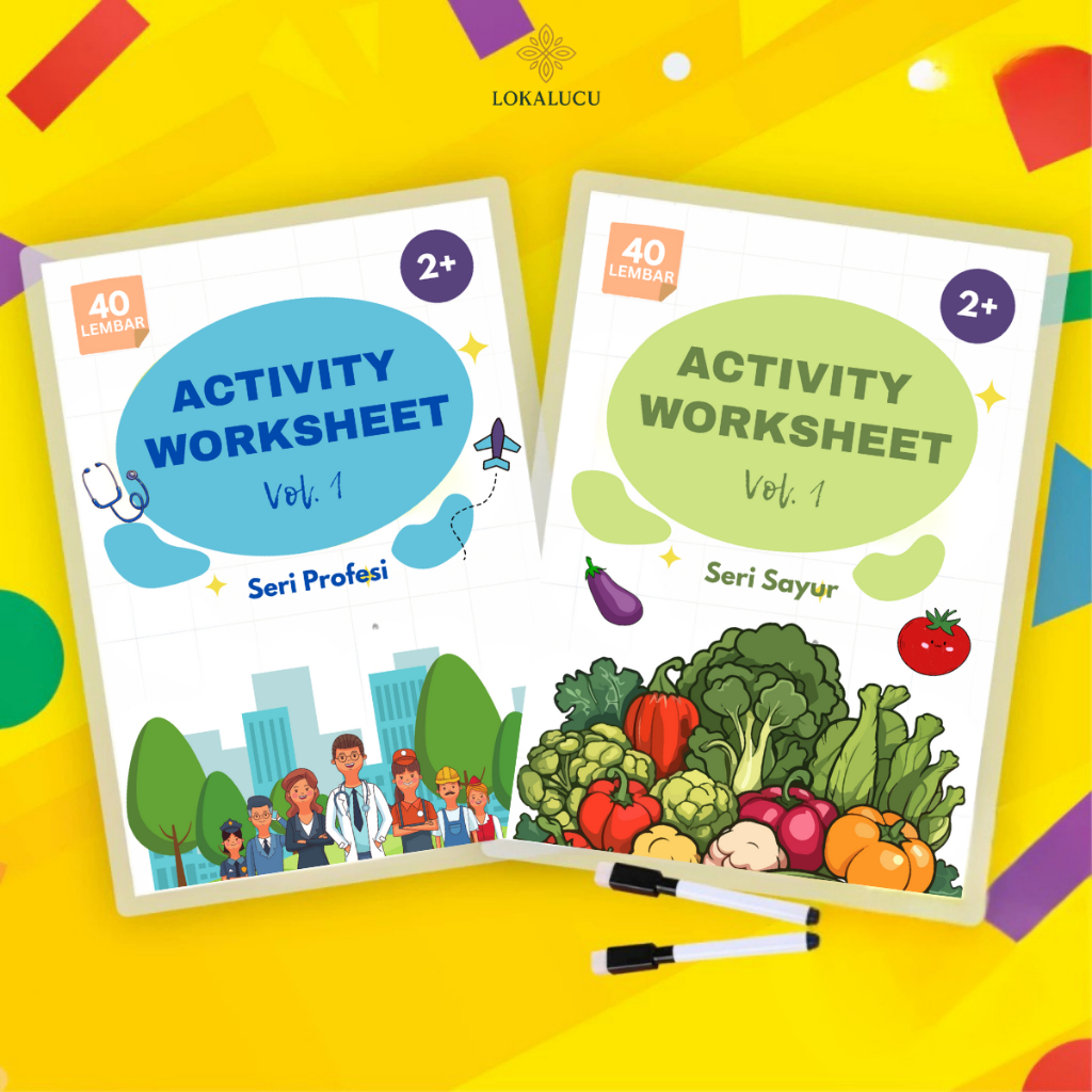 

Worksheet A4 Anak Belajar Mewarnai dan Tracing Untuk Anak Usia 2+ ukuran A4 Dapat Spidol dan Map