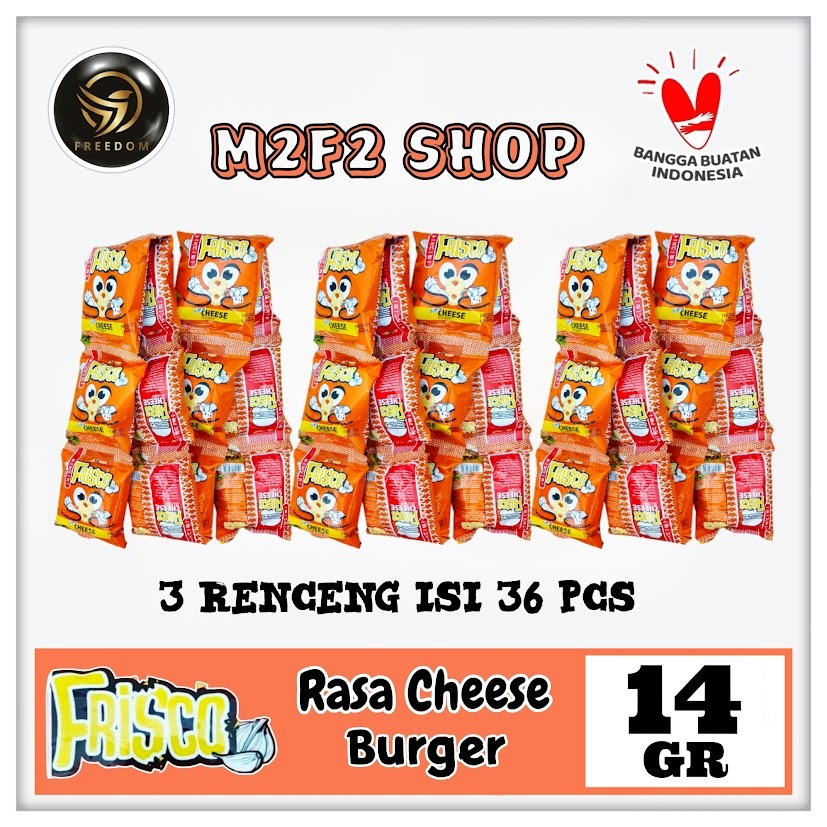 

Frisco Snack Cheese Burger Flavour | Makanan Ringan Ekstrudat Rasa Keju Sachet - 14 gr (Kemasan 3 Renceng)
