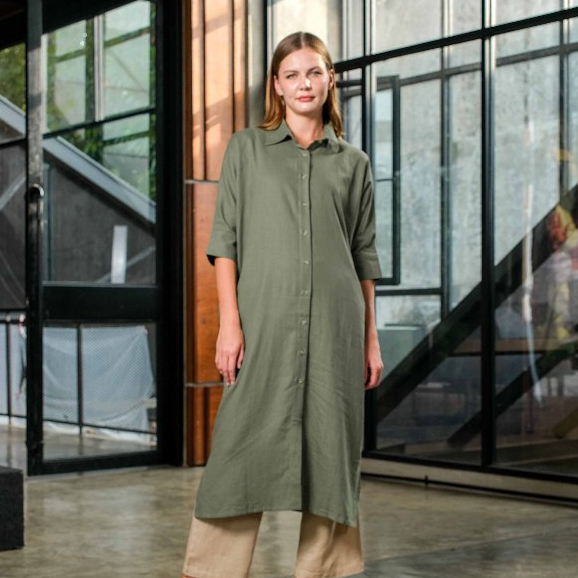 Asiro Balqis Dress Linen Dress Wanita