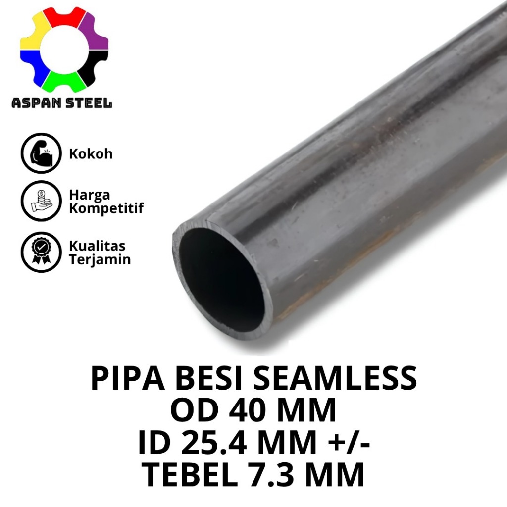 Pipa besi seamles od 40 mm x id 25.4 mm tebel 7,3mm