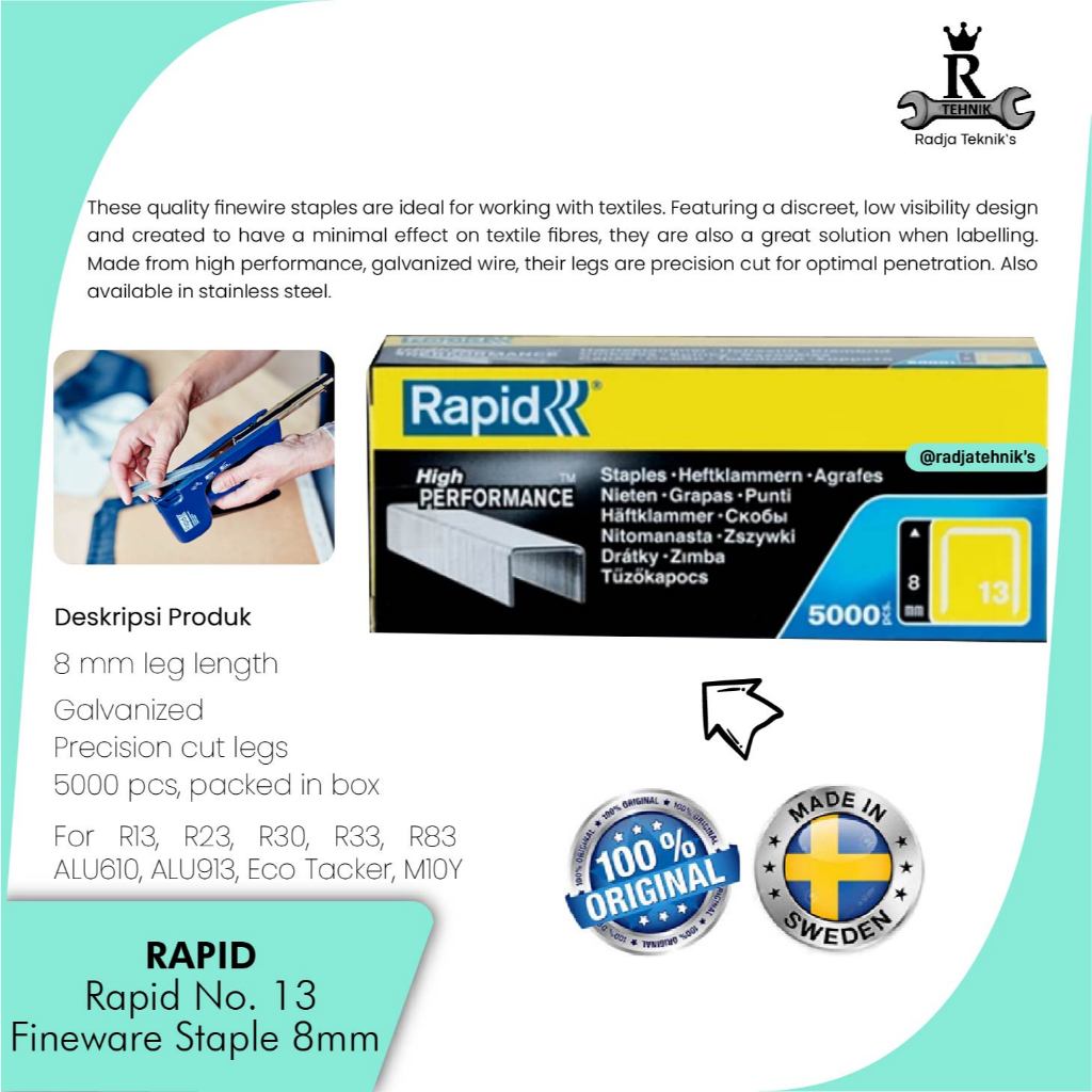 

RAPID STAPLE \ Isi Staples 13/8mm Galvanised \ Isi Staples isi 5000 Pcs