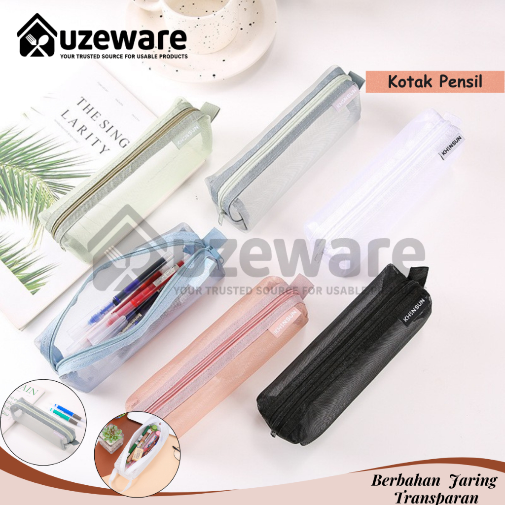 

Uzeware Kotak Pensil/ Tempat Pensil Transparan / Simple Style Kosmetik Tas Penyimpanan Cocok Untuk Sekolah