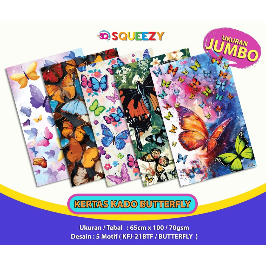

Kertas Kado Squeezy JUMBO isi 50 /Pembungkus kado Jumbo