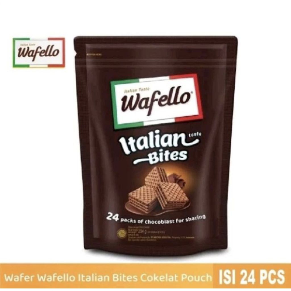 

wafello wafer cokelat pouch 24 pcs jajanan camilan gurih renyah 24 pcs