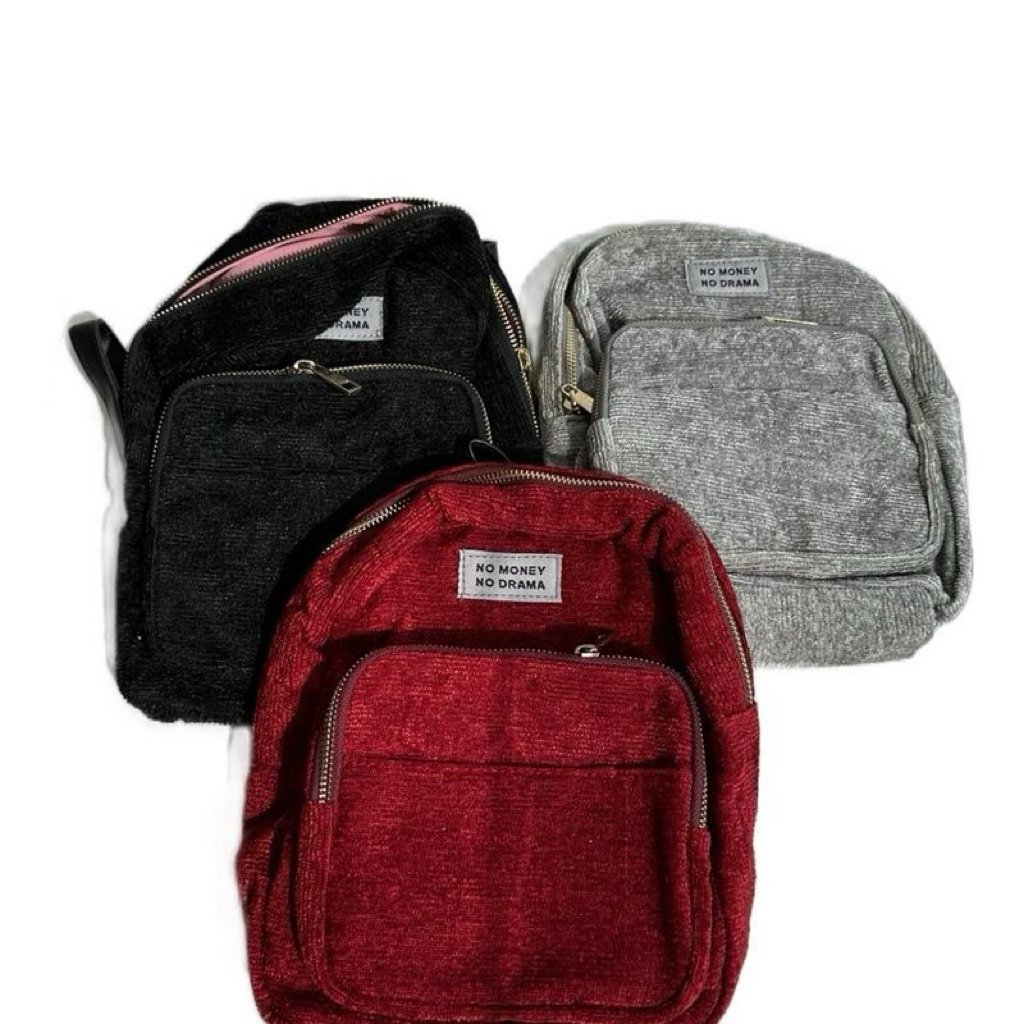 NO MONEY NO DRAMA Tas Cantik Multi Fungsi Murah Meriah dengan Pilihan Warna Hitam Abu-abu dan Merah