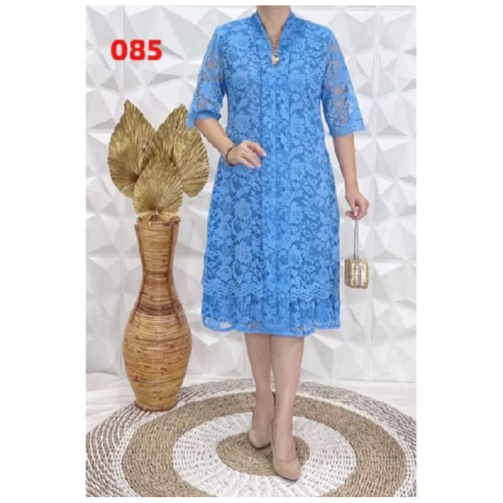 Dress Brokat Wanita Model Kartini Mutiara Terbaru Modern Kekinian