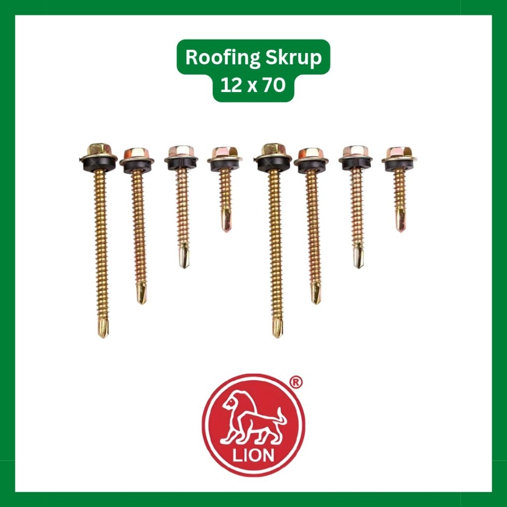 Skrup Roofing Kuning 5 x 70 ( 7cm ) LION ( 1 Dus isi 300pcs )