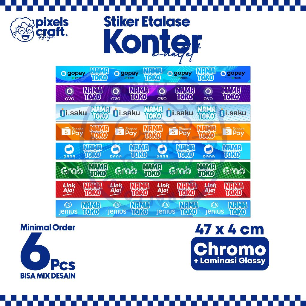 

STIKER ETALASE 47 CM X 4 CM E WALLET - STIKER E WALLET KONTER CUSTOM