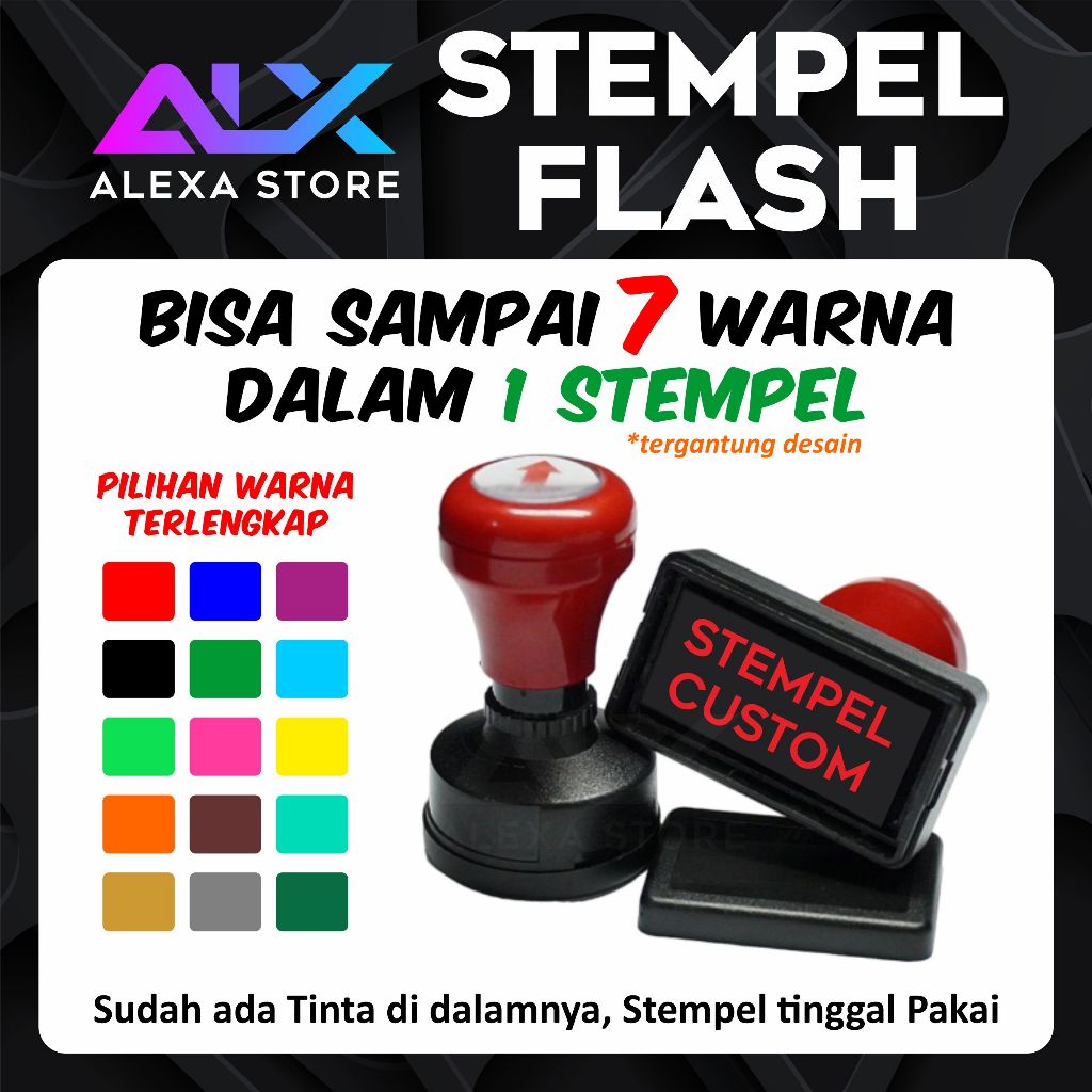 

Stempel Flash Custom Otomatis Kilat logo toko pemerintah rs kampus dll.