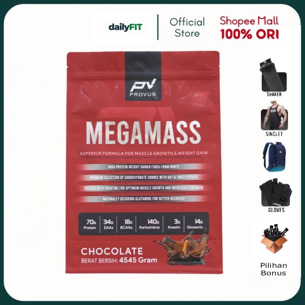 Provus Mega Mass 10Lb - WeightGainer Suplement Fitnet  Bulking