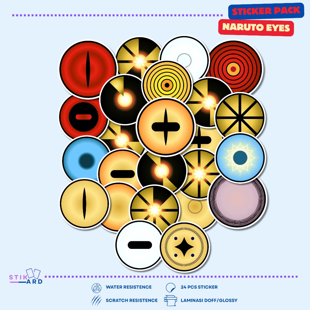 

Stiker Anime Naruto Eyes | Sticker Pack Laptop Tumbler Helm Koper - Bahan Vinyl Waterproof