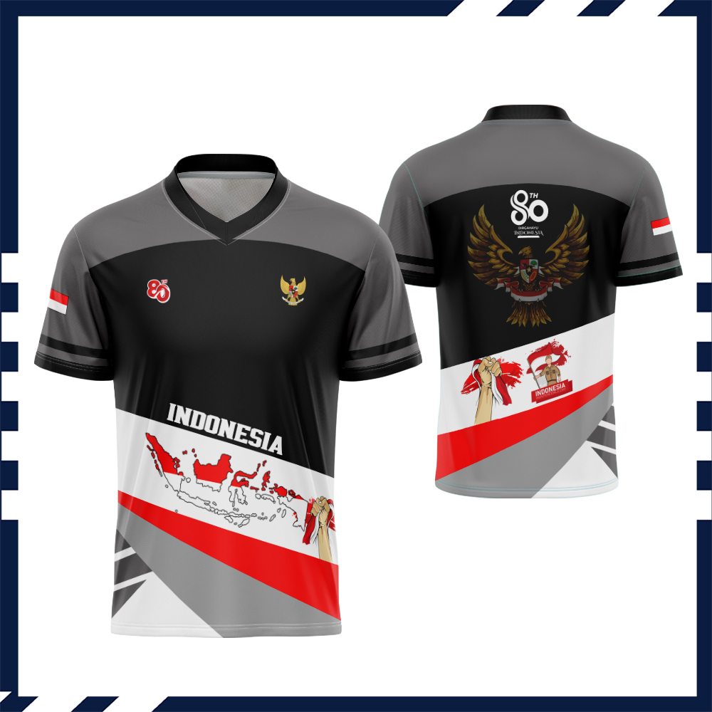 Kaos Jersey 17 Agustusan 2025 / Baju Pria 17 Agustus Hut RI 80 Th / Baju Kaos Anak 17 Agustus 2025 F
