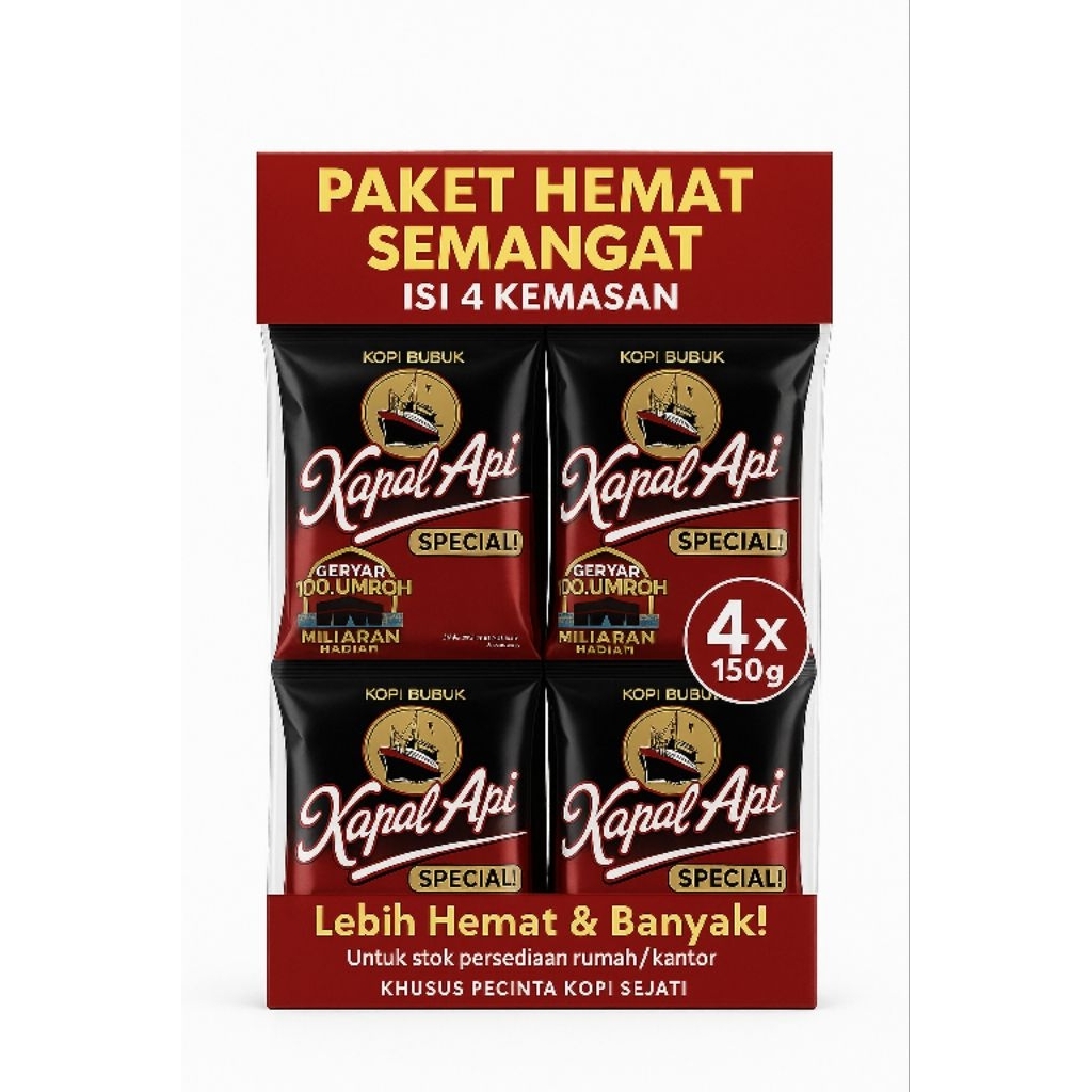 

Paket 4x Kopi Kapal Api Special 150g – Rasa Mantap, Hemat Stok Harian!