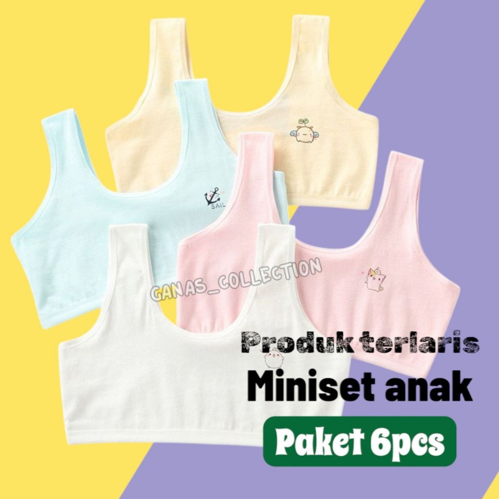PAKET ISI 6PCS Miniset Premium Bra Anak Remaja Tanpa Busa / Miniset Anak SD SMP Remaja Abg