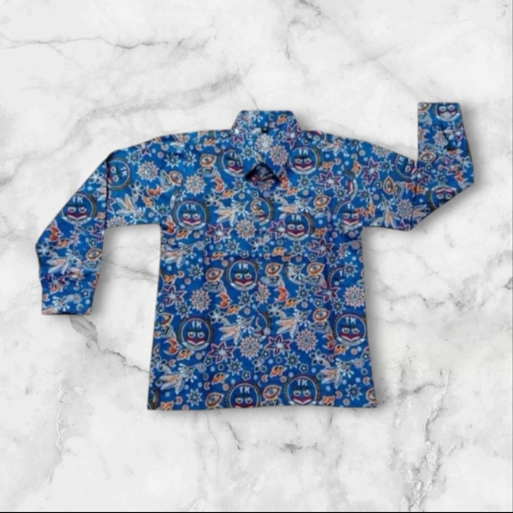 BAJU BATIK TK BIRU/ BATIK TK NASIONAL /BATIK IGTKI BIRU LENGAN PANJANGANAK LAKI-LAKI/PEREMPUAN