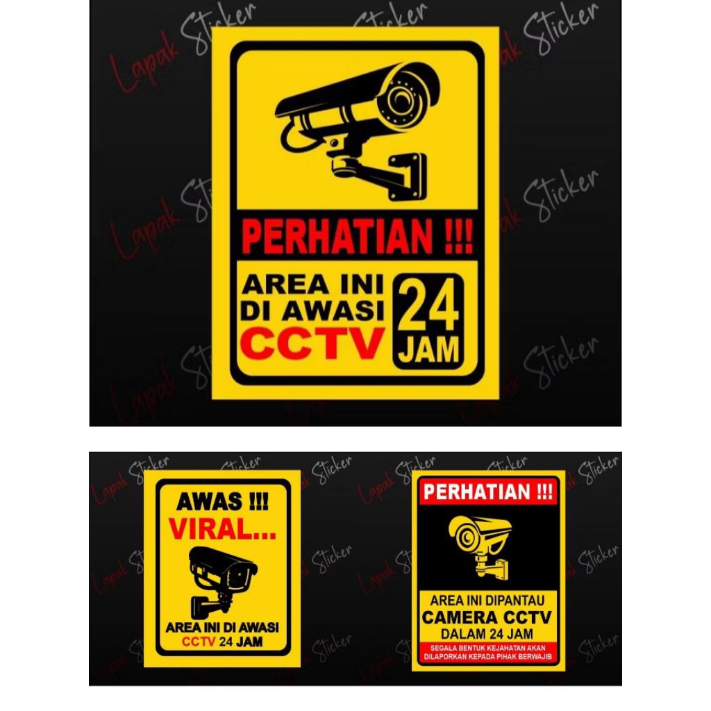 

Sticker Warning/peringatan area diawasi cctv 24 jam