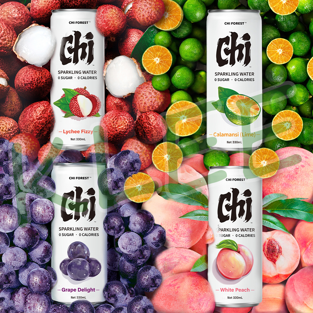 

[4 VARIAN] CHI Forest Sparkling Water White Peach Lychee Fizzy Calamansi Lime Grape Delight - Minuman Soda Bebas Gula - Minuman 0 Sugar 0 Kalori 0 Fat 330ml