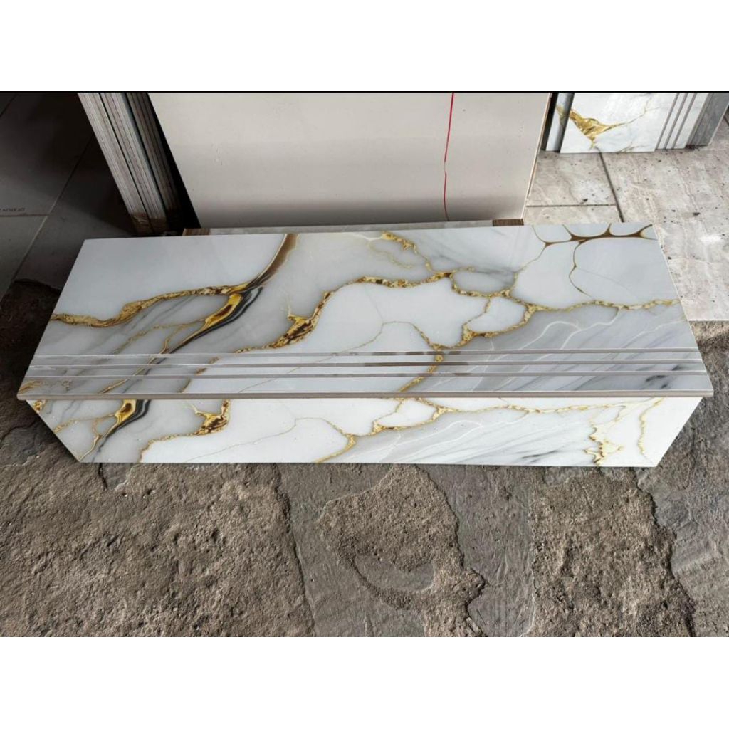Granit anak tangga 30x100 20x100 Motif putih corak mas / kw 1