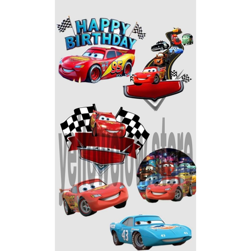 Topper Cars Custom Nama/Topper Cake Cars/Topper Kue Ulang Tahun Tema Cars