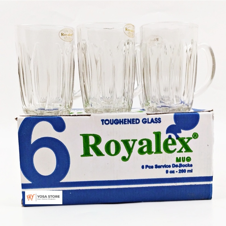 Gelas Minum Kopi Bahan Kaca Tebal Besar Royalex FM 300N - 6 Pcs