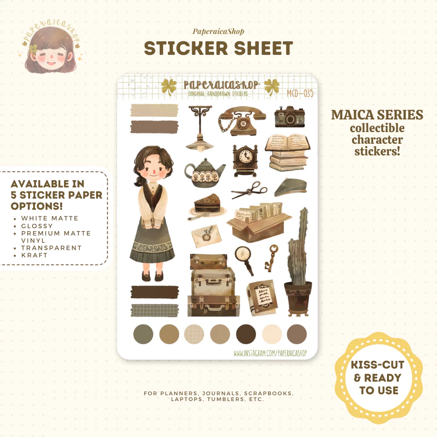 

Paperaica - Cute Brown Academia Girl Stickers, Academia Girl Sticker, Aesthetic Sticker